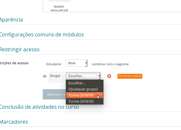 Moodle Grupos - Apoio à Organização de Grupos